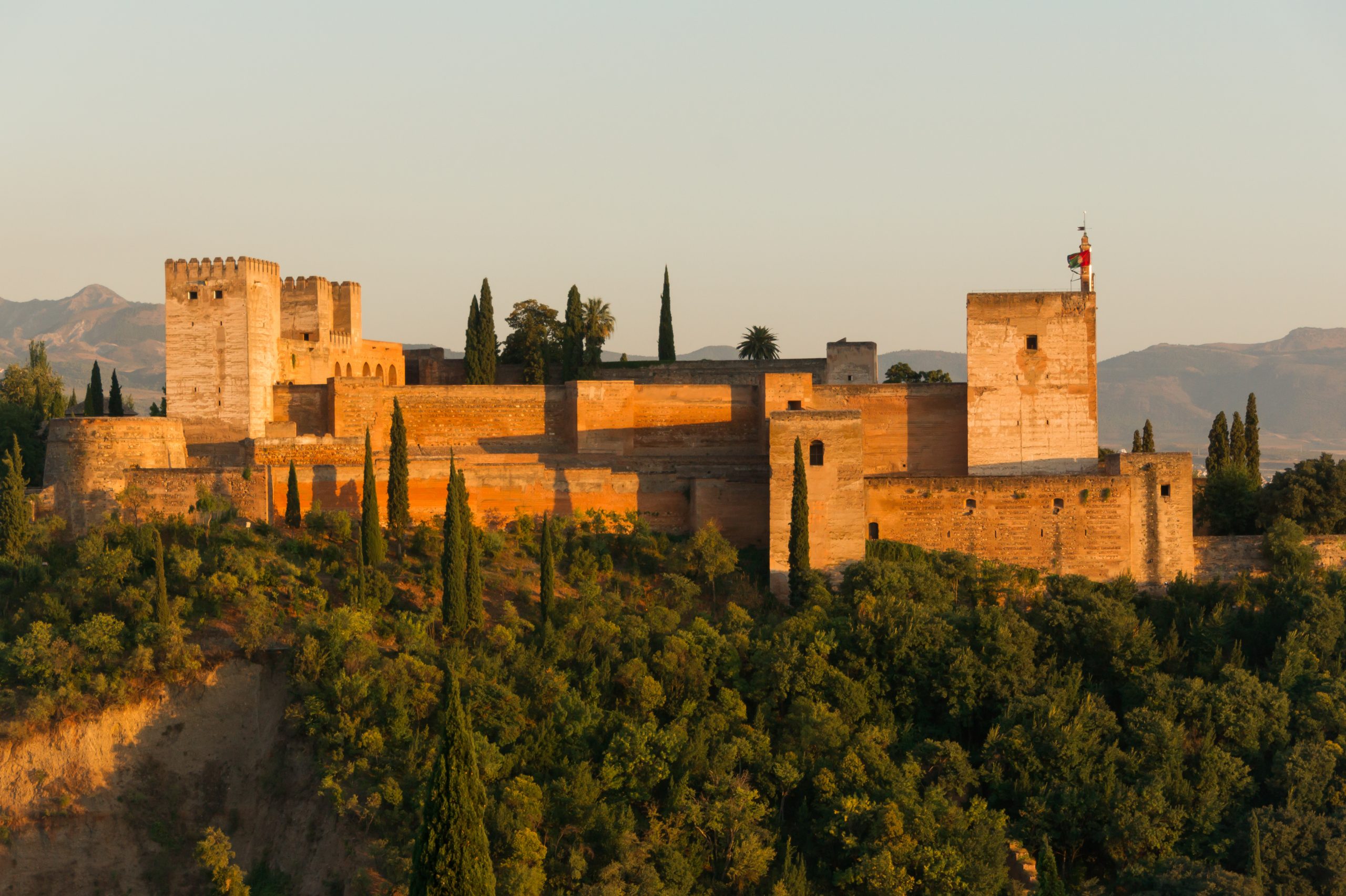 La forteresse d'Alcazalba, Malaga, au coucher du soleil